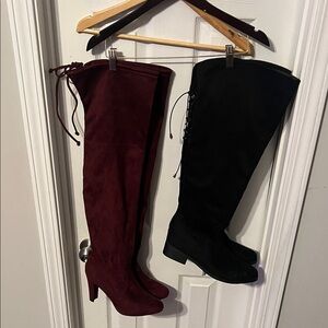 EUC 2 Pair Boots Suede Feel Women Size 11
